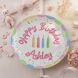 Personalized Birthday Plate, Custom Ceramic Cake Plate with Pastel Candles & Sprinkles, Custom Name Birthday Gift, Keepsake Decor 75b7f6c3-ae52-49ad-abe5-5215f08dfd35-7.jpg