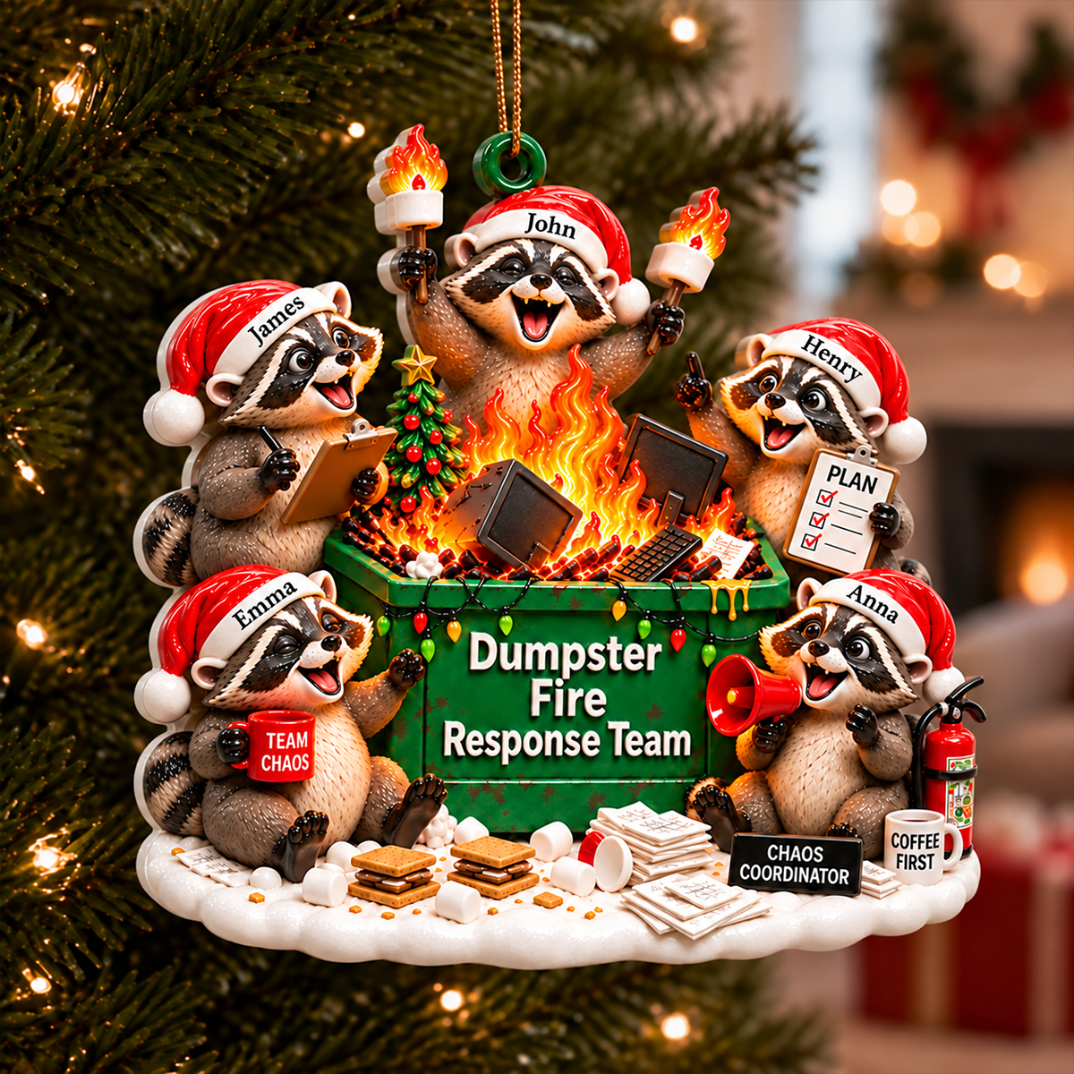 Dumpster Fire Response Team Funny Raccoons - Real 3D Raised Ornament Christmas Gift For Colleagues, Coworkers, Boss 75c8b930-372f-42f0-94e7-96236a8c801e-3.png
