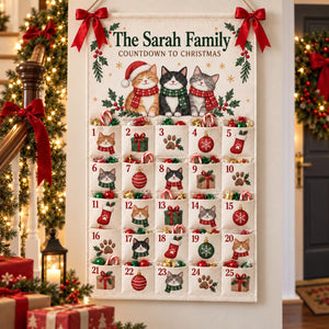 Personalized Cat Advent Calendar, Canvas Christmas Countdown with 25 Pockets, Custom Family Name Wall Hanging, Reusable Christmas Home Decor 75edeed4-a8af-402b-8996-728c54ea93f6-il_1588xN.8553328674_a2d5.jpg