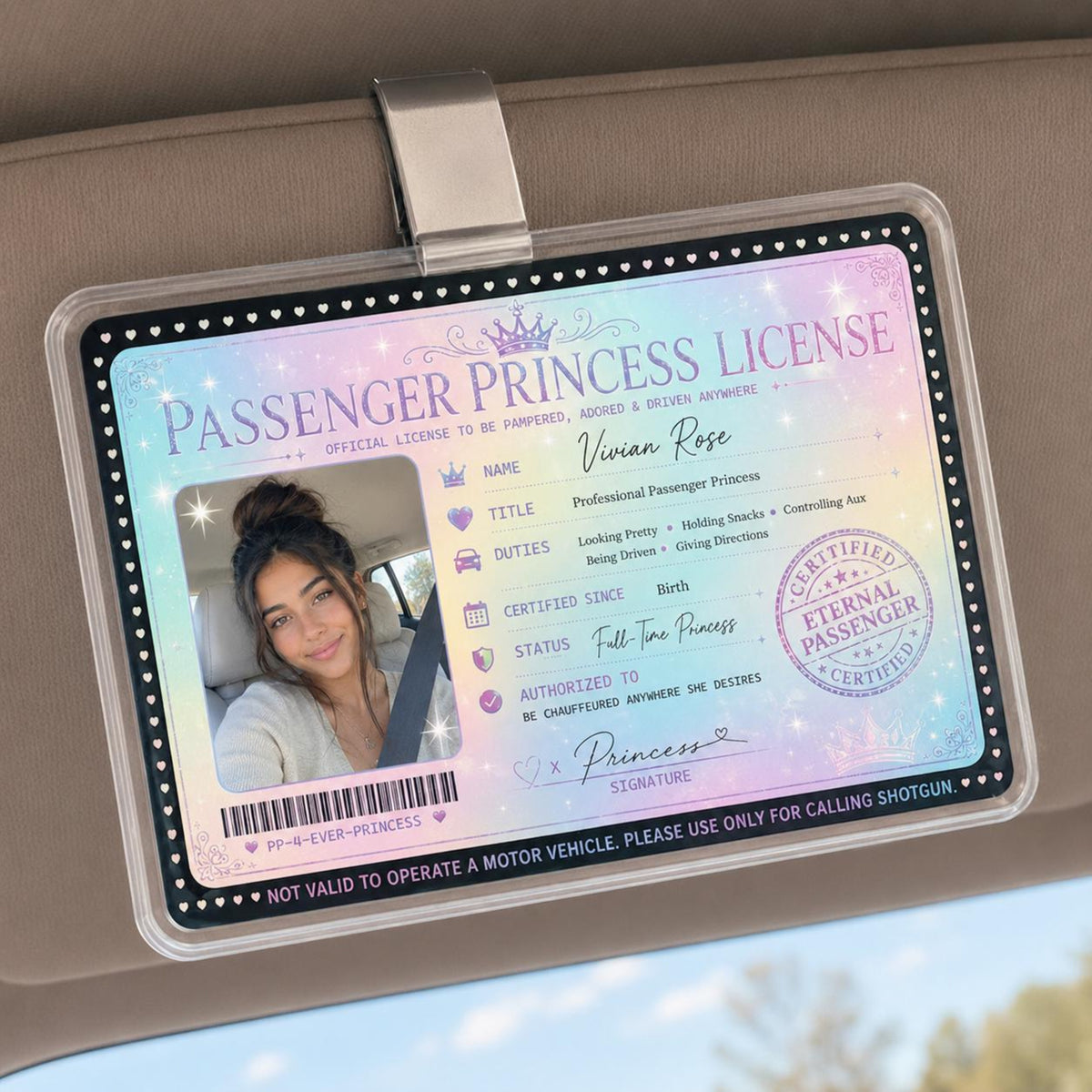 Custom Passenger Princess License Car Visor Clip, Personalized Photo Acrylic Car Accessory, Funny Couple Gift For Girlfriend 75fbf952-2fed-4872-a245-6f950678bfa8-1.jpg