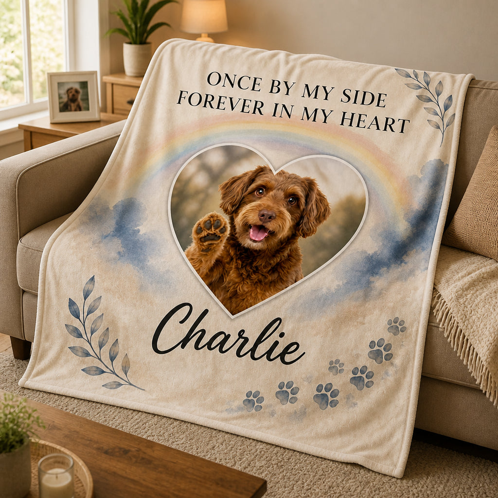 Pet Memorial Photo Blanket – Once By My Side, Forever In My Heart - Personalized Blanket 762de44c-37d9-43f8-94fd-714982a0f29c.jpg