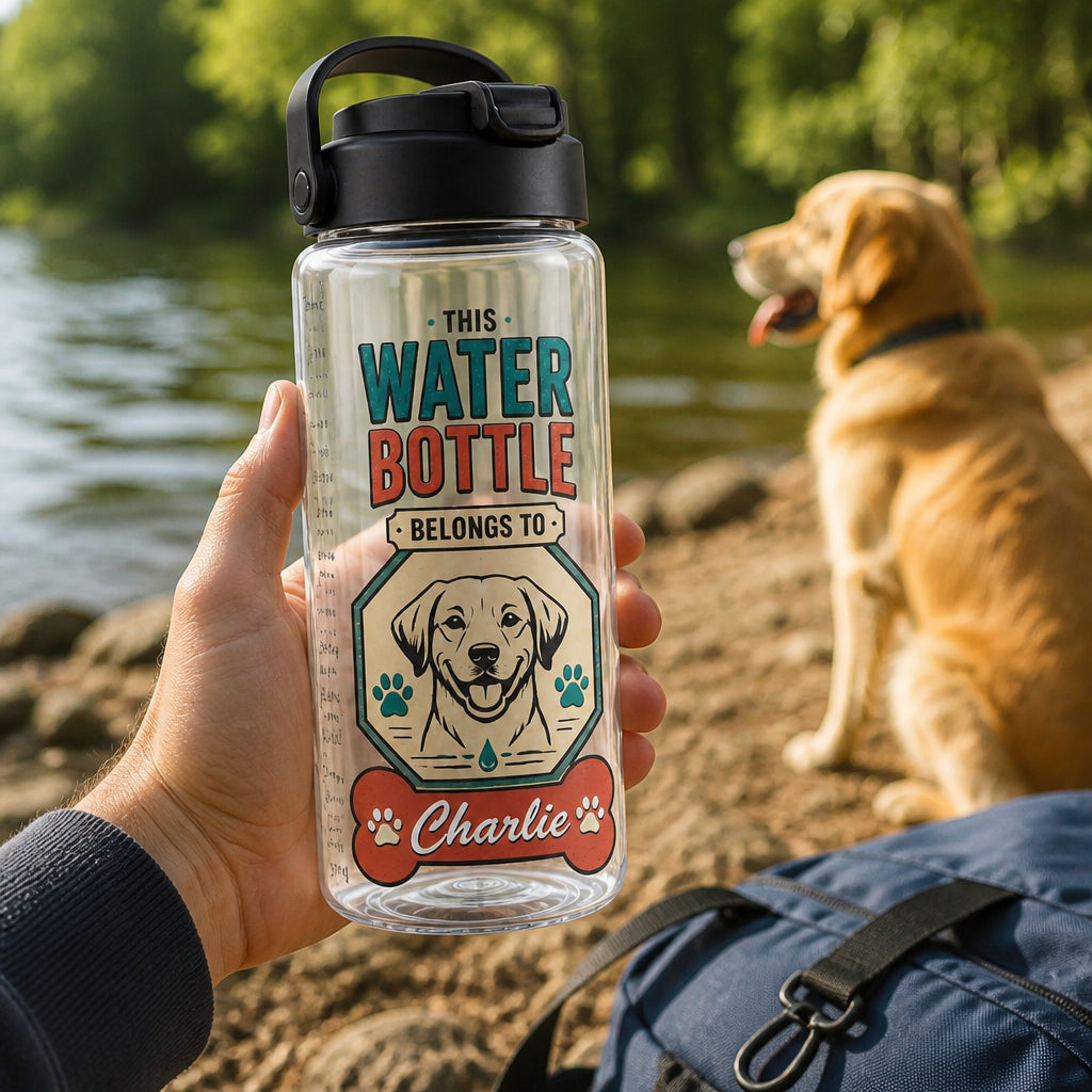 Dog Water Bottle – This Water Bottle Belongs To [Pet Name] (Modern Badge) - Personalized Water Tracker Bottle 7644ad75-b9af-4bd8-9704-b44144ef4f3f.jpg
