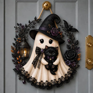 Halloween Ghost Door Hanger, Witch Ghost With Black Cat Wooden Door Sign, Spooky Fall Wall Decor With Jute Twine 766323d1-26c0-474c-9675-17a2fd34ea49-tyio9pfd-6-.webp