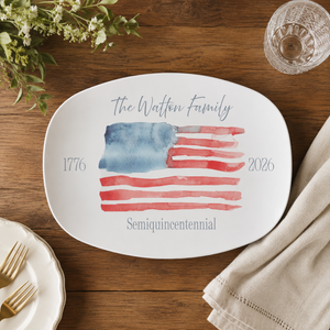 America 250th Anniversary Platter Personalized Family Name Plate Gift Patriotic Serving Tray 4th of July Decor USA 250 Kitchen Decor