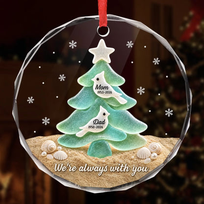 Custom Sea Glass Circle Glass Ornament - Personalized Christmas Memorial Sympathy Gifts For Loss Of Mom, Dad - You Left Love Behind 7683d09b-2205-4613-9d06-da74c484e844-banner-4.jpeg
