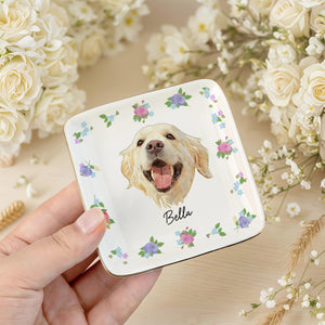 Personalized Dog Portrait Ring Dish, Pet Memorial Gift, Floral Ceramic Jewelry Dish 768b742a-3d31-4e9c-93c0-7be1b4aa8874-6.jpg