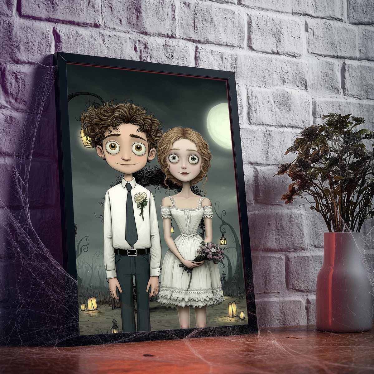 Personalized Wedding Portrait Gift, Custom Couple with Pets, Cute Gothic Portrait Your Photo, Newlywed Engaged Married, Valentines Day Gifts 768f022f-0538-42c0-8c00-343fd18141c2-6.jpg