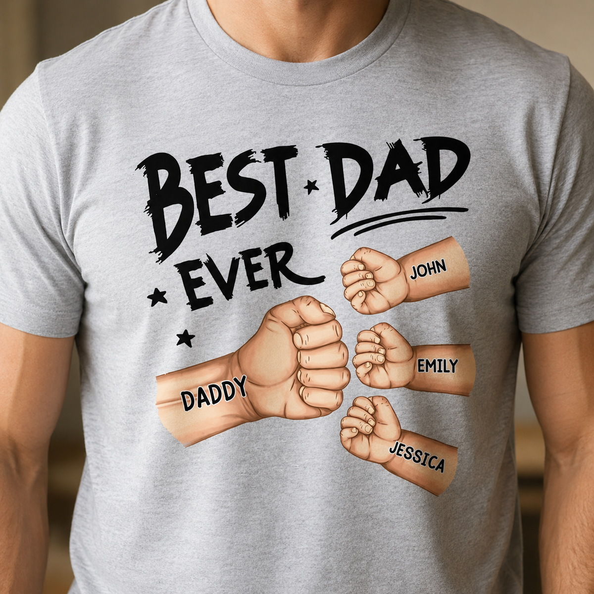 Best Dad Grandpa Ever Fist Bump - Personalized T-Shirt
