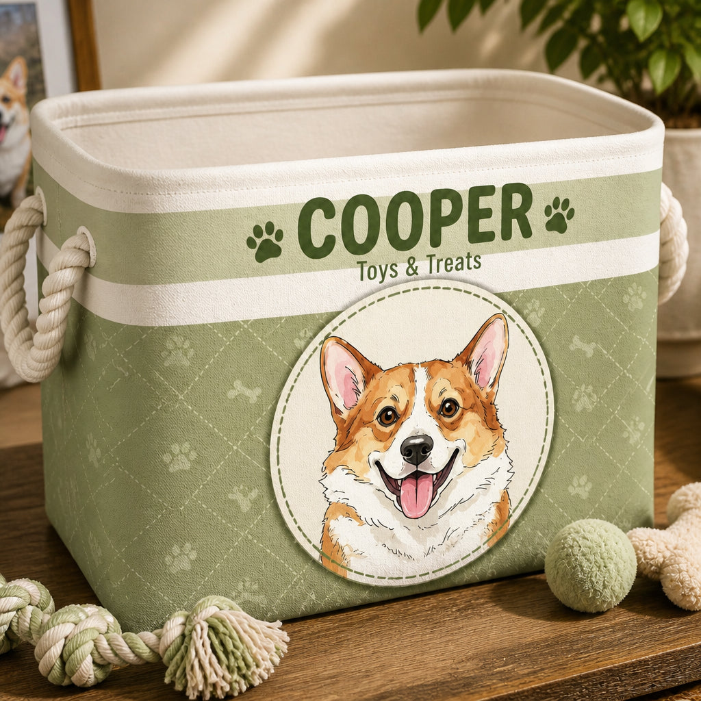 Personalized Pet Toy Storage Bin – Photo-To-Cartoon Portrait + Name - Personalized Storage Bag 76a50932-154c-4e0b-9eba-27078b752e01.jpg
