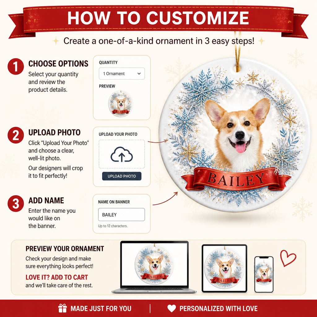 Snowflake Wreath Pet Photo Name Ornament - Personalized Ornament 76c37eb8-b857-42e1-885f-92195355f1bb.jpg