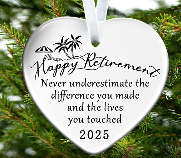 Retirement Gifts for Woman 2025 Never Underestimate The Difference You Made Ceramics Christmas Ornament Happy Retirement Appreciation Gift for Retired Women Men Coworker Boss Nurse Teacher Friend