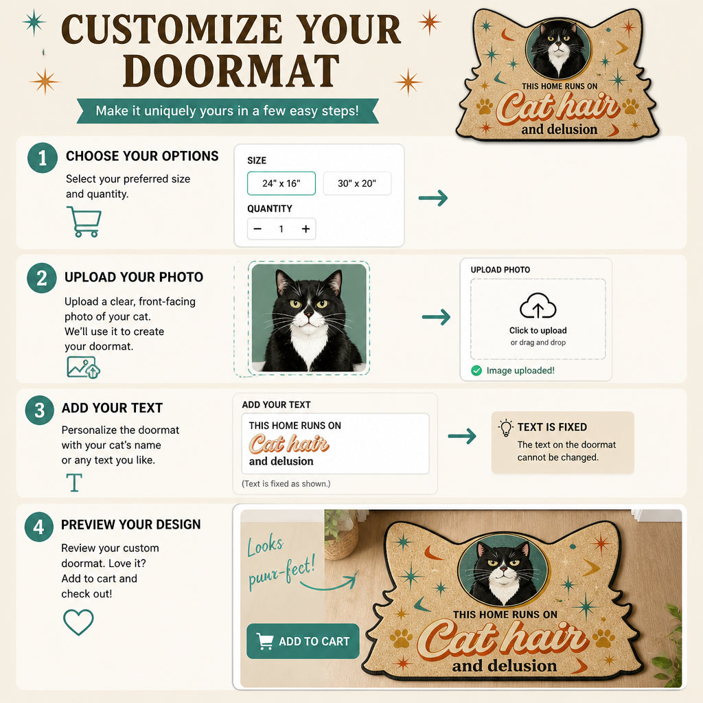 Cat Hair & Delusion – Retro Photo-Pet Doormat - Personalized Custom Shape Doormat (ZB) 76c4d745-9b18-45f7-b32d-bc92750c5073.jpg