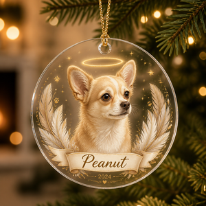 Angel Wings Pet Memorial Photo Ornament – Custom Pet Portrait & Name - Personalized Transparent Acrylic Ornament 76cb5a6c-9b5f-4a7f-bd29-964f8f851b0f.png