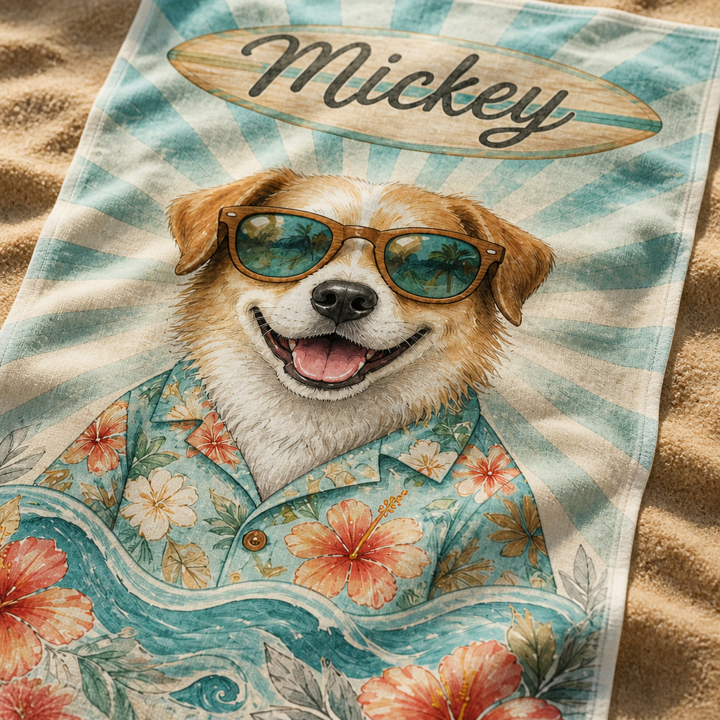 Custom Pet Name Beach Towel – Cool Sunglasses Remix - Personalized Beach Towel 76cffb2f-22db-4bdf-be1a-7db9c90c5d5c.jpg