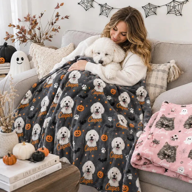 Custom Halloween Pet Photo Blanket, Personalized Dog Cat Portrait Throw, Spooky Season Decor 76dc1f49-9114-4bd9-8851-ede98e785e04-fdgdf-23-.webp