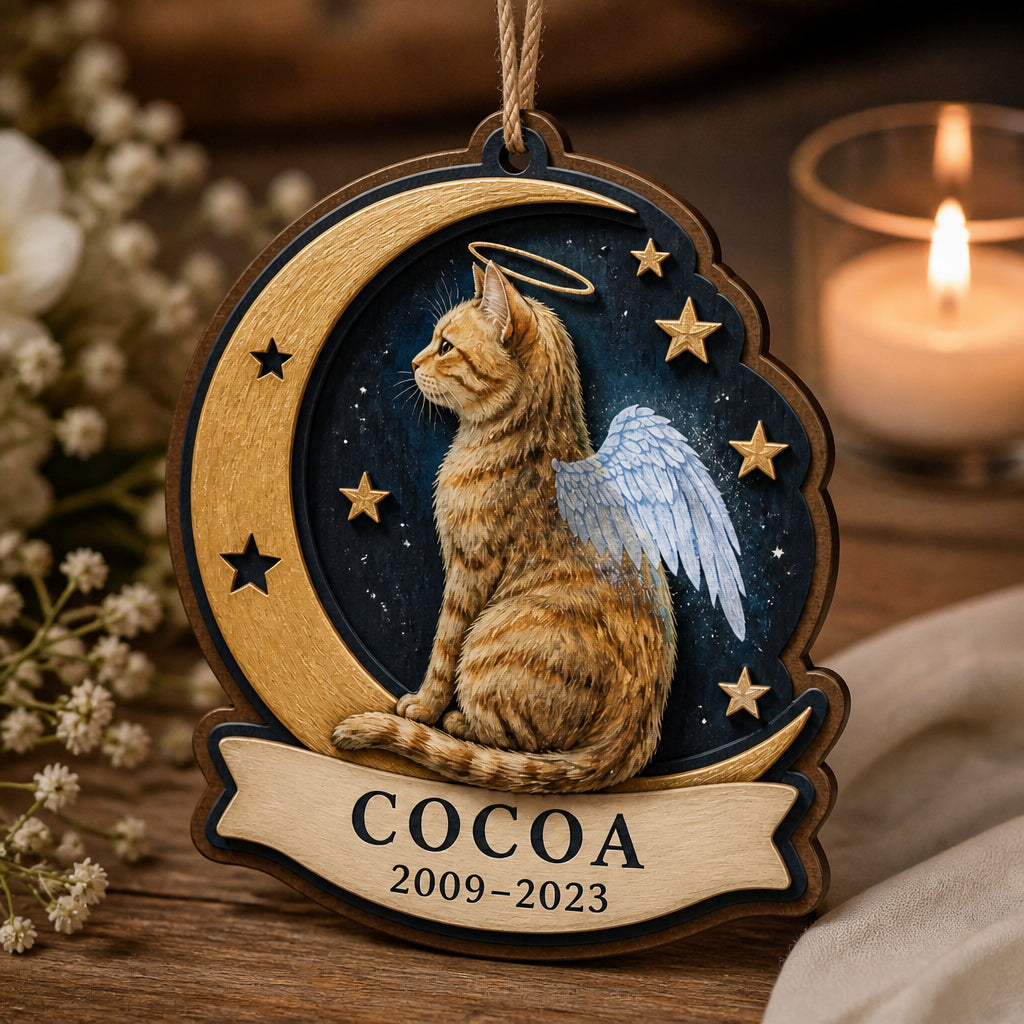 Angel Cat Memorial – Layered Wood Ornament with Name & Years - Personalized 3-Layered Wood Ornament 7706fd0e-032a-49c3-b5f1-f60599cdb9ec.jpg
