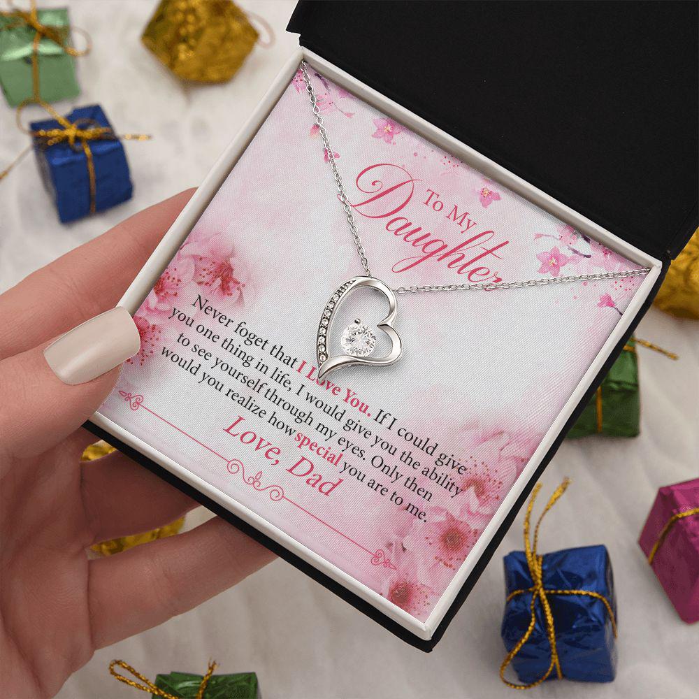 To My Daughter Never Forget That I Love You Necklace With Message Card, Gift For Daughter, Meaningful Gift, Love From Dad 771.jpg