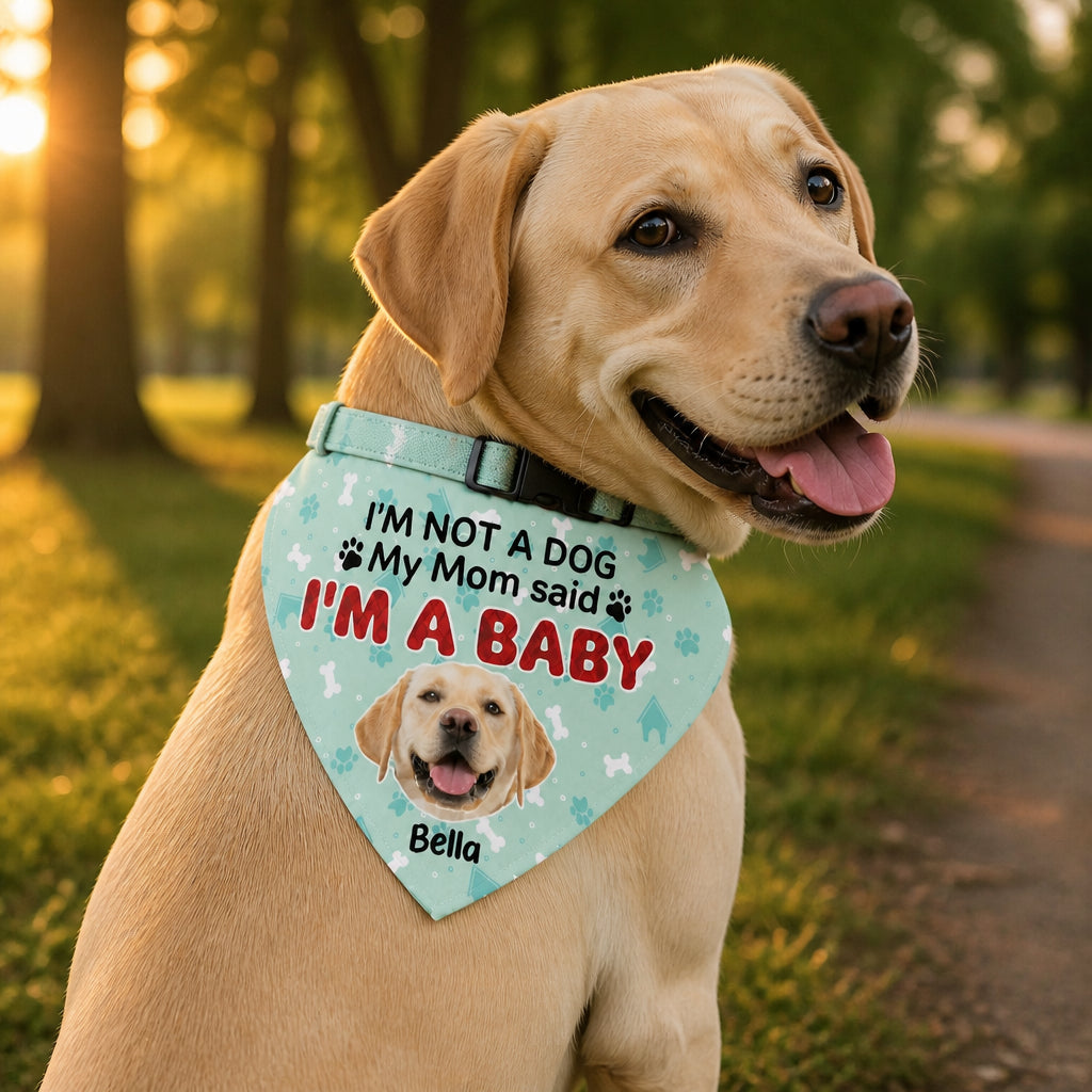 Dog Mom Baby Bandana – Photo + Name - Personalized Pet Bandana Collar With Adjustable Buckle 771e206f-7ac0-481d-ba68-8e0dca0b5082.jpg