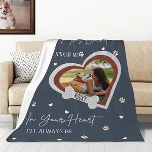 Personalised Paw Print Heart-shaped Dog Cat Family Photo Design Soft Throw Blanket with Name Home Decor Memorial Gift for Pet Lover