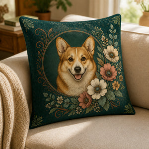 Art Nouveau Corgi Botanical Pillow - Pillow 77293f21-aff8-4373-8479-4e719009af5b.jpg