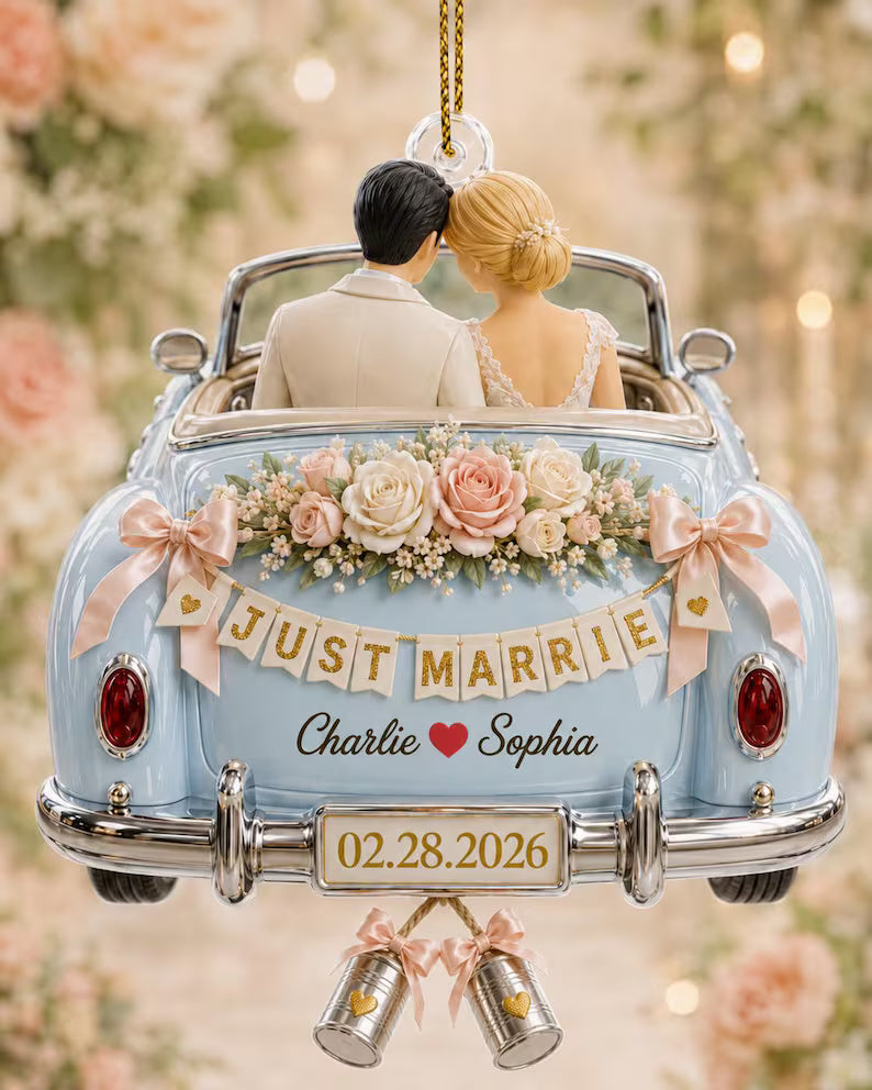Personalized Just Married Wedding Car 3D Ornament, Acrylic Bride Groom Keepsake, Custom Date Newlywed Gift 7751b9cb-a4cd-4923-9021-40fb9752993c-bvhtyut-4-.jpg