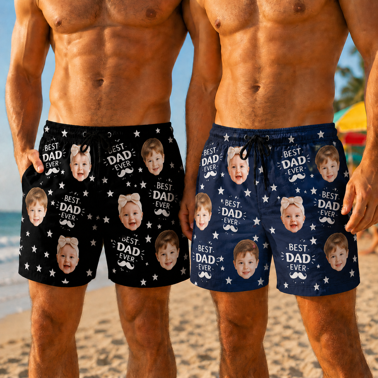 Custom Face Beach Shorts, Personalized Photo Gift for Dad,Fathers Day Gifts Gift For Father Grandfather Husband