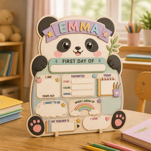 Kawaii Panda First Day Of School Standing Board — Personalized Name - Personalized Wooden custom shape Standing 2 layer (5mm) 779e4413-db7e-4b25-8f75-c085272ff4b6.jpg