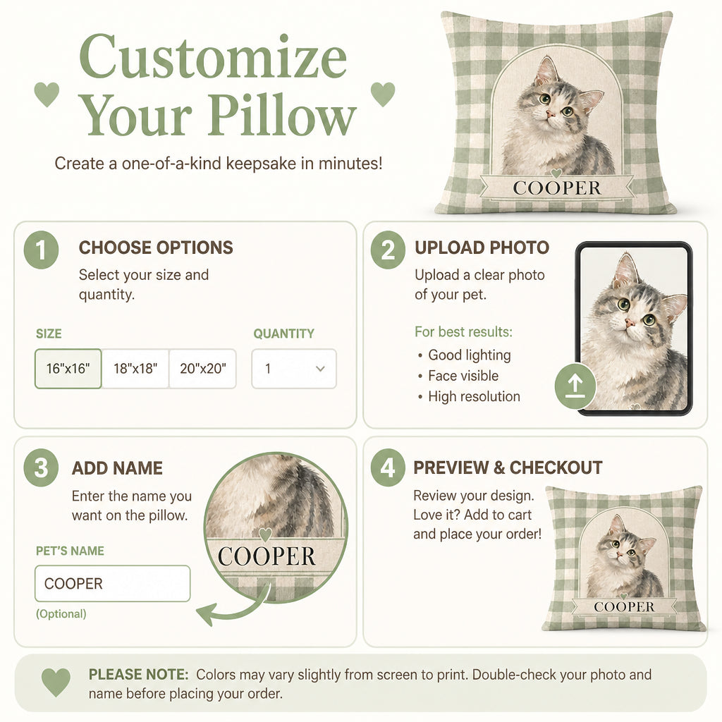 Custom Watercolor Pet Portrait Pillow – Arch on Sage Gingham - Personalized Pillow 77ac38a7-272e-4fb2-bdfa-ed89cdb0bd43.jpg