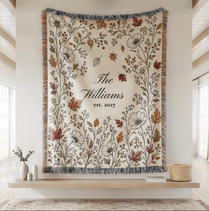Personalized Fall Woven Blanket, Custom Family Name Throw, Autumn Wedding Gift for Couple, Cotton Anniversary Gift, Bridal Shower Decor 77c7ccfc-424d-4756-aefe-955ff5f808f8--ewewrewre.jpg