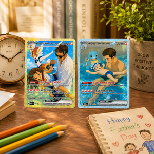Custom Father s Day Poke Card, Personalized Dad Photo Card, Gift For Dad From Kids, Family Keepsake Trading Card