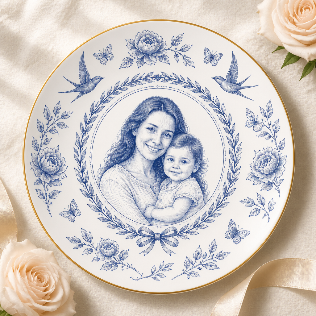 Custom Toile de Jouy Portrait Ceramic Plate - Personalized Personalized Ceramic Plate 77d6447a-57b1-4720-9172-589e27cb7604.png