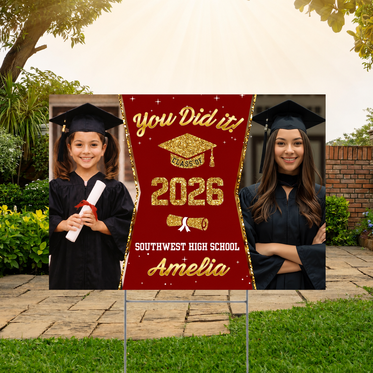 Class of 2026 Graduation Yard Sign, Personalized Photo Yard Sign, Custom Senior Yard Decor