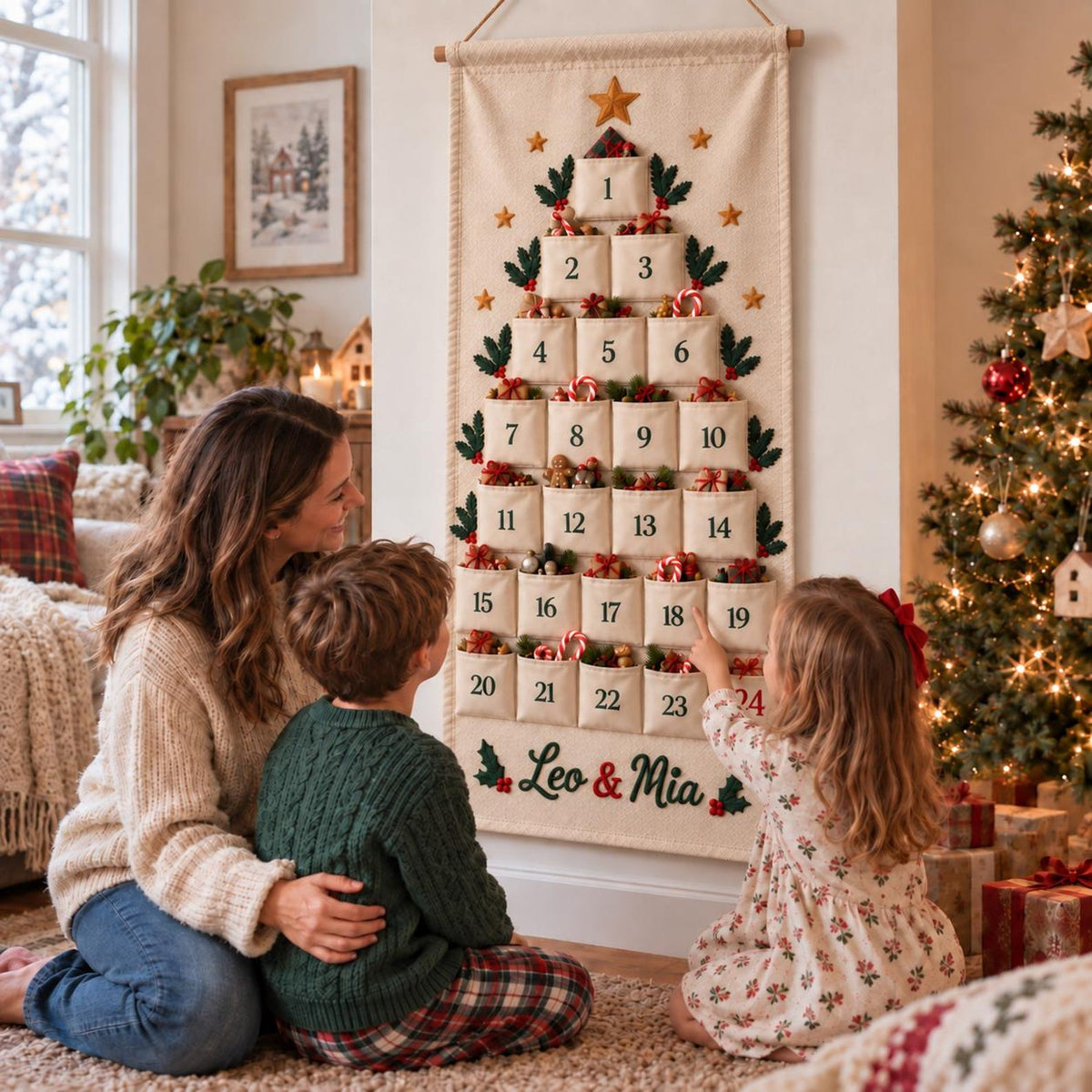 Custom Name Christmas Advent Calendar, 24 Pocket Fabric Countdown Organizer, Personalized Reusable Advent Calendar, Christmas Wall Hanging 78131ae7-7cdb-406d-8e79-b931d480386f-il_1588xN.8507873982_cfx0.jpg
