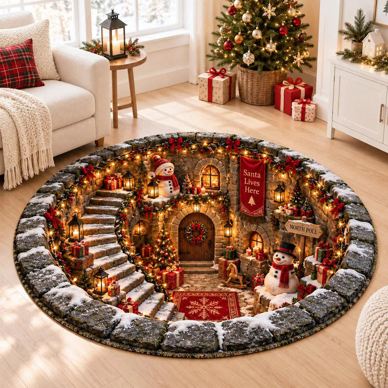 3D Illusion Christmas Rug, Santa Village Floor Decor, Holiday Home Gift 782e0380-5455-4b32-a3f2-b88339595376-hggh-2-.webp