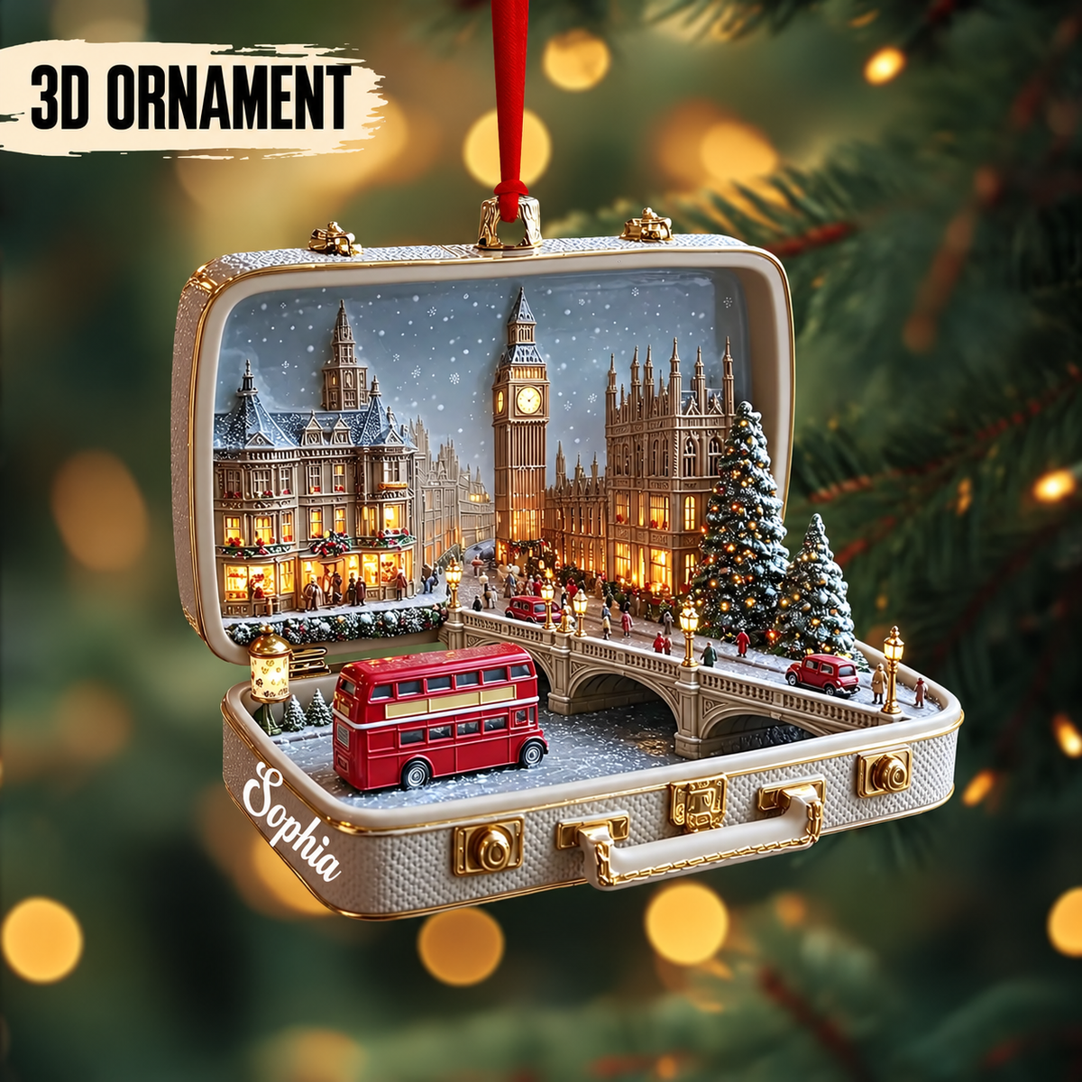 Personalized London Suitcase Christmas Ornament – 3D Big Ben & Red Bus, Custom Name Souvenir Gift for Travelers 7842c31d-9bb3-4874-bdb0-d0cbdd528efa-Snowy-London-suitcase-Christmas-ornament.png