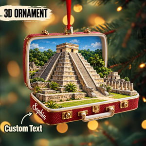 Personalized 3D Chichen Itza Suitcase Christmas Ornament – Yucatan Mexico Travel Souvenir & Gift for Mexico Lovers 785e6c40-7b10-4e12-a0f2-2f560f7b2233-Sophia-s-Chich-n-Itz-Christmas-Ornament.png