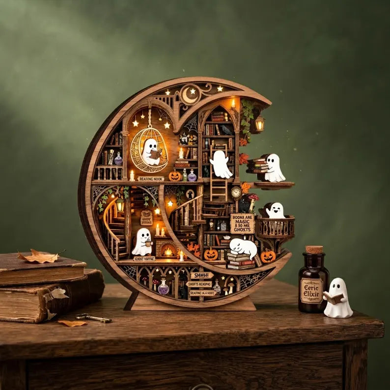 Halloween Ghost Library, Reading Ghost Halloween Wooden Block, Pumpkin Bookshelf Decor, Spooky Book Lover Shelf Sign Fall Reading Room Decor 78614483-c2c2-4a9f-9f8c-6634e2ef33a3-cvxcvcxcxcxcx-1-.webp
