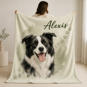 Custom Watercolor Pet Portrait Blanket with Name - Personalized Blanket 78627ed5-f780-4216-9fab-36f3b5d618a1.jpg