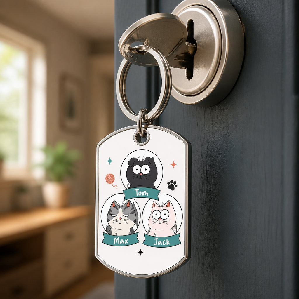 Custom Cat Person Double‑Sided Stainless Steel Keychain – Cartoon Pet Portraits & Names - Personalized Stainless Steel Keychain 7863a8d0-88e8-458e-bdb0-f6c2aa99890c.jpg