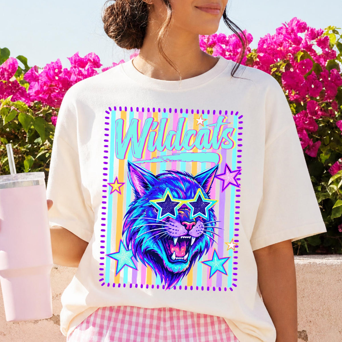 Custom Mascot Neon Striped Shirt, Preppy School Spirit Shirts, Back To School Tee, Matching Team Shirts, Game Day School Pride T-Shirt 786b778c-ed16-4ec7-99c9-0ede1f674cb9-11.jpg