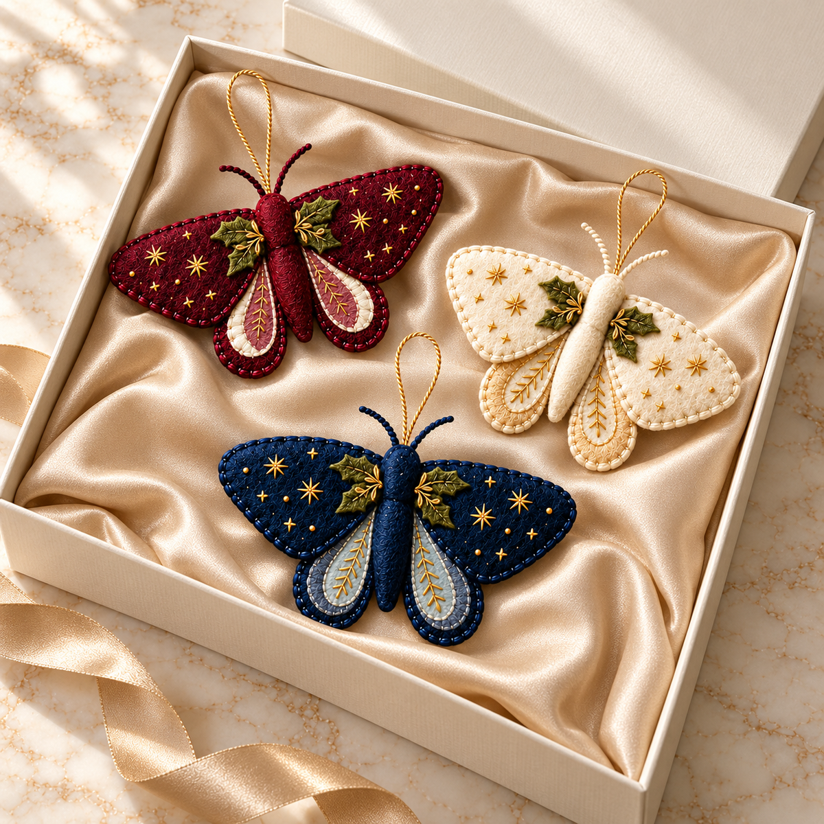 Christmas Moth Custom Shape Felt Ornament, Celestial Star & Holly Christmas Tree Decor, Woodland Holiday Gift for Moth Lovers 78896ba4-7cee-4d62-bb7c-4d8055e4bf33-Ba-b-m-m-nhung-trong-h-p-qu-.png