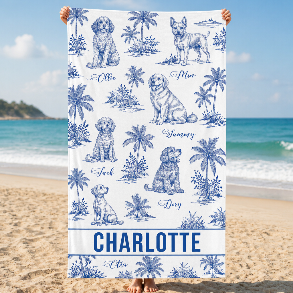 Coastal Toile Pet Names Beach Towel - Personalized Beach Towel 78a7f3d7-0006-4d10-8d0d-3c90e81df3f1.png
