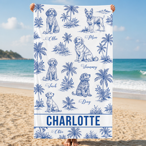 Coastal Toile Pet Names Beach Towel - Personalized Beach Towel 78a7f3d7-0006-4d10-8d0d-3c90e81df3f1.png