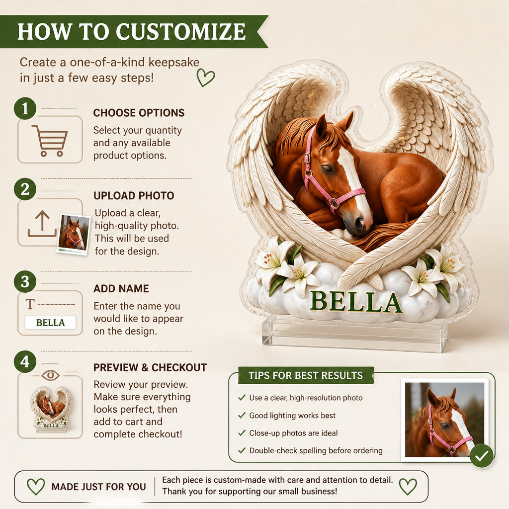 Custom Horse Memorial Acrylic Plaque – Angel Wings Photo Render with Name - Personalized Acrylic Custom shape Standing 1 layer (FS) 78ab7dfd-a015-4210-aec2-a3ed26ae2e2a.jpg