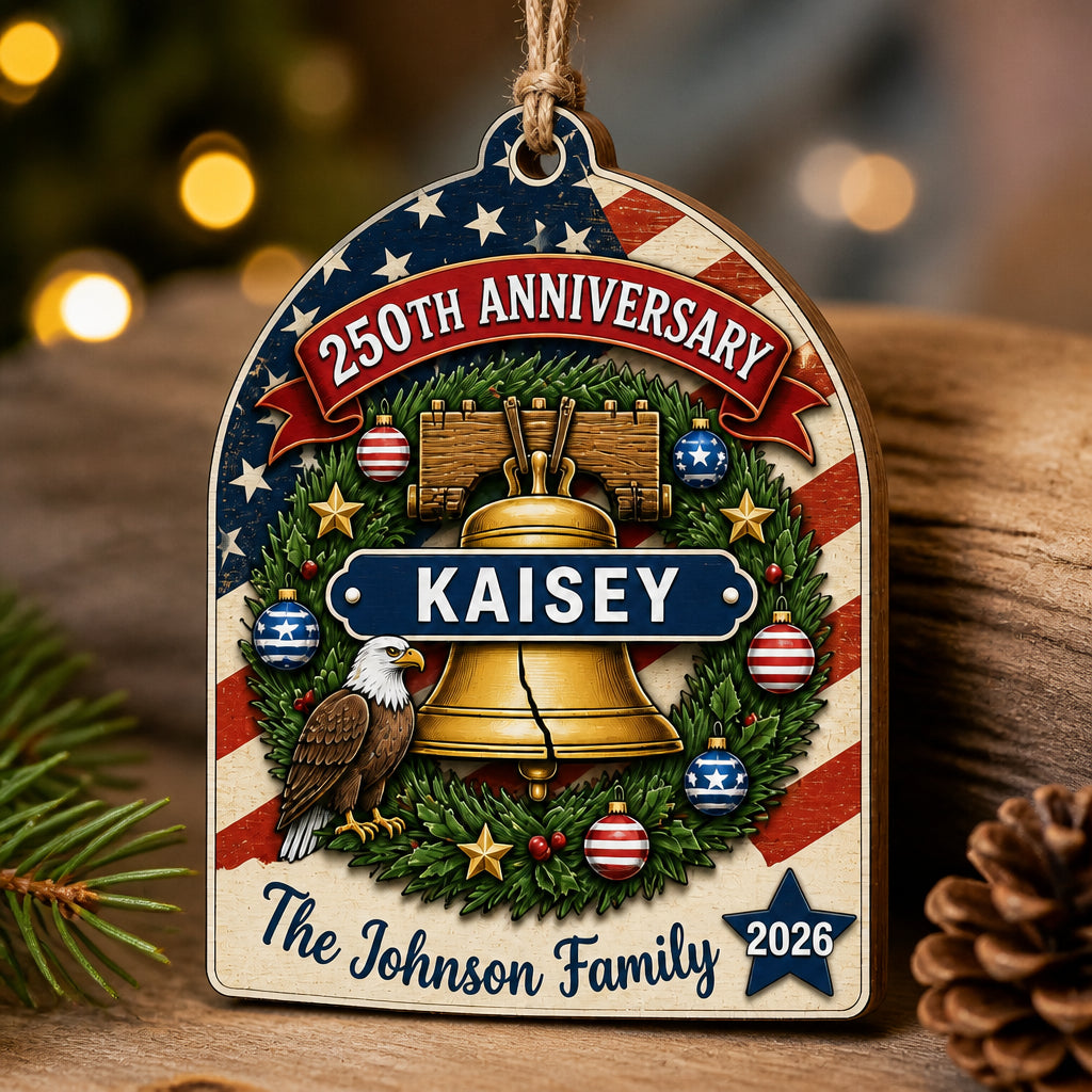 Patriotic 250th Anniversary Family Ornament — Custom Name & Year - Personalized 3-Layered Wood Ornament 78c114ad-f5fb-44ac-83cf-0828a80bc40d.jpg