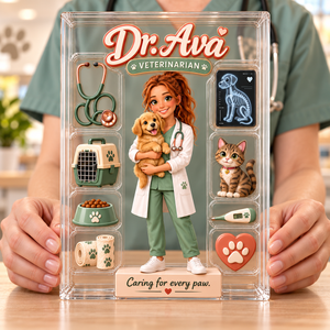 Personalized Veterinarian Acrylic Table Sign, Custom Photo & Name Plaque, Vet Clinic Desk Decor, Veterinarian Appreciation Gift 78c976c3-af0a-4ab6-88d0-1a1f6188a0cc-Bi-n-acrylic-Dr.-Ava-b-c-s-th-y-2.png