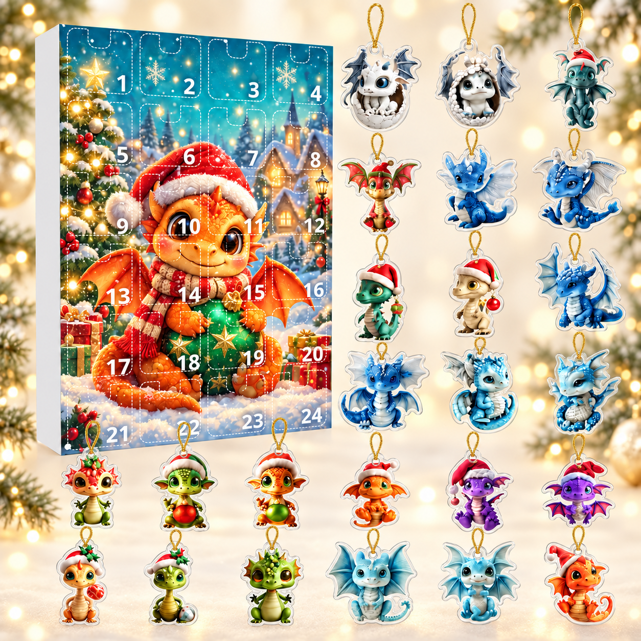Dragon Advent Calendar | 24PCS Acrylic Ornaments | Fantasy Christmas Countdown | Cute Dragon Decor | Gift for Dragon Lovers | Birthday Gift For Kid 78e1bdf7-df77-45f8-9aeb-c72248b71aac-Christmas-dragon-advent-calendar-charms.png