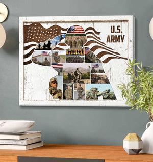 US Army Photo Collage Wall Art, US Army Gift, Personalized Military Gift, Gift For Soldier