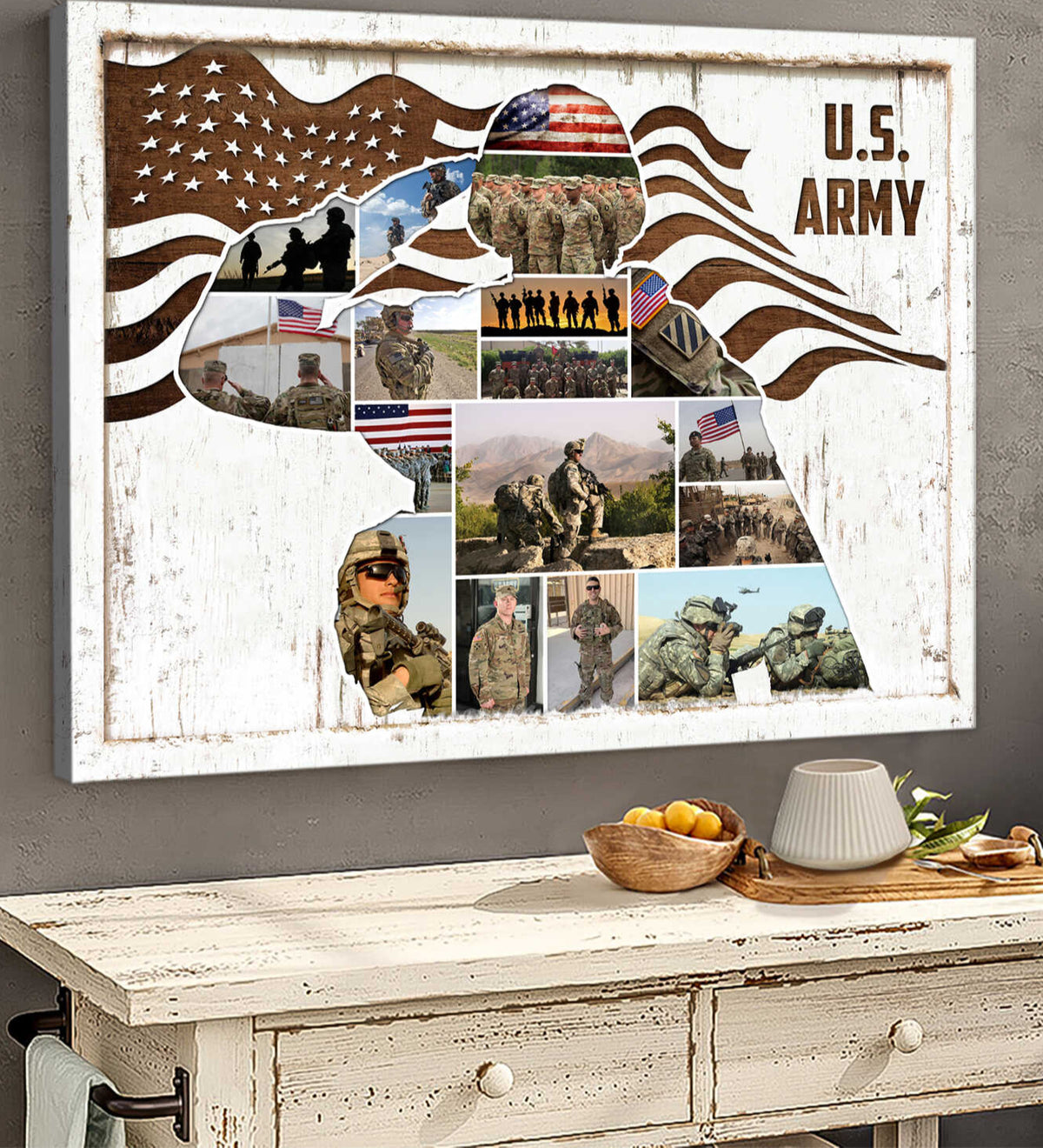 US Army Photo Collage Wall Art, US Army Gift, Personalized Military Gift, Gift For Soldier