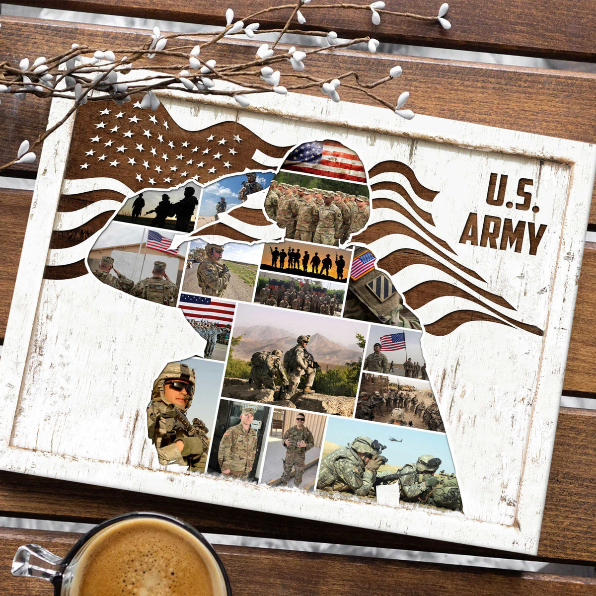 US Army Photo Collage Wall Art, US Army Gift, Personalized Military Gift, Gift For Soldier